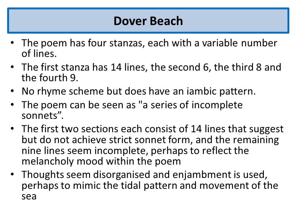 Dover Beach by Matthew Arnold: Analysis for Y12 students