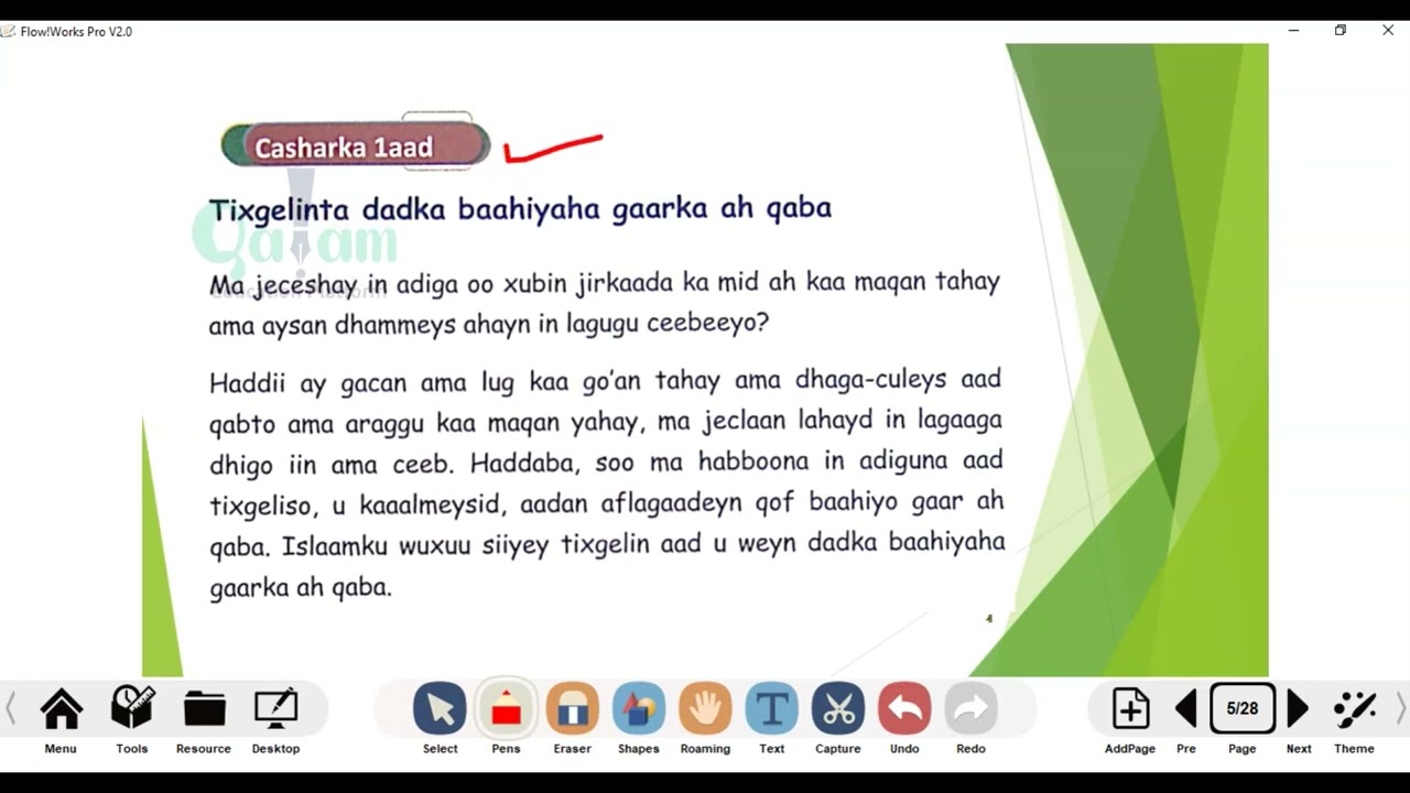 Fasalka 7aad maadada, Technology  Cutubka 1aad , Cashirka 1aad