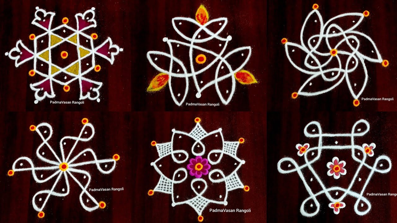 258. 6 Kolangal 3 Dot Small Easy Simple and Beautiful KambiKolam AppartmentRangoli BegginersRangoli