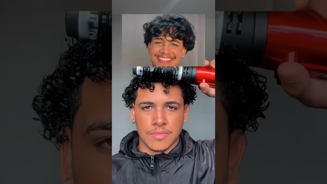 SECANDO O CABELO COM ESCOVA GIRAT&Oacute;RIA #cabelo #corteamericano #cabelocacheado #cabeloondulado