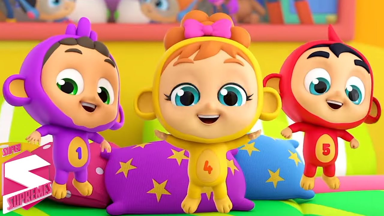 Cinq Petits Singes, Enfantine Chanson + Plus Comptines en Fran&ccedil;ais