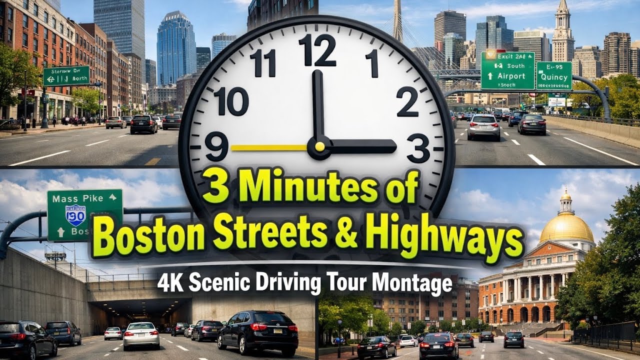 ⏱️ 3 Minutes of Boston Streets & Highways | 4K Scenic Driving Tour  Montage