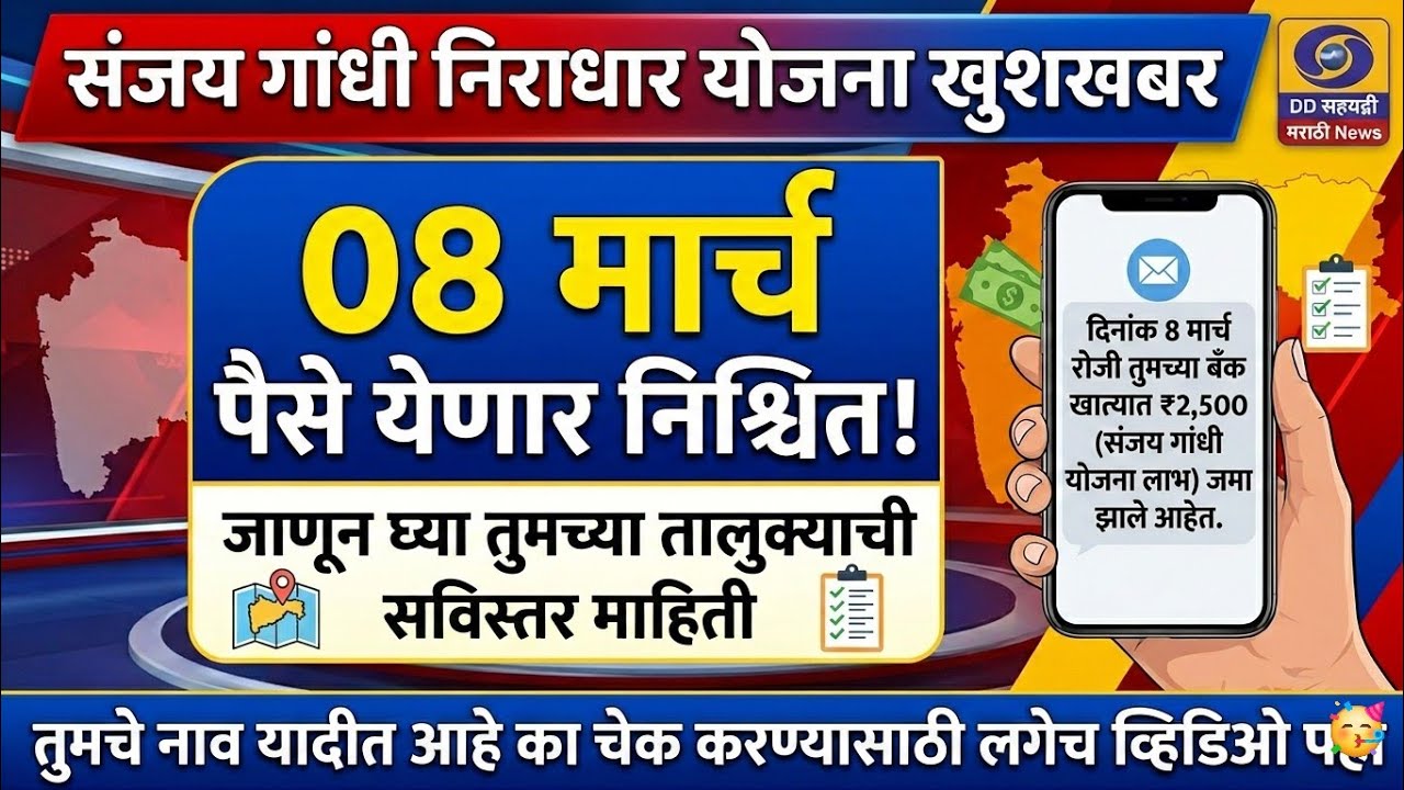 खुशखबर. या तारखेला मार्च चे पैसे खात्यात जमा होणार? Sanjay Gandhi niraadhaar Yojana March hafta pais
