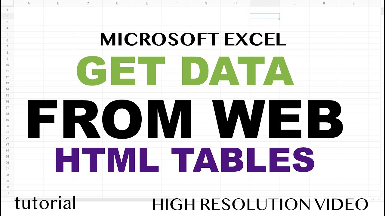 Excel - Get Data From Web - HTML table - Part 1