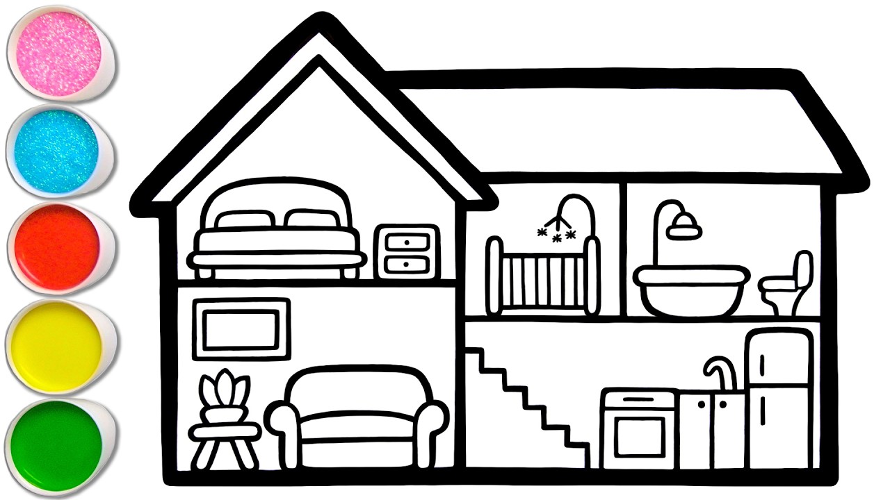 Dollhouse Drawing, Painting, Coloring for Kids & Toddlers | Try to Draw, Paint With Me #228