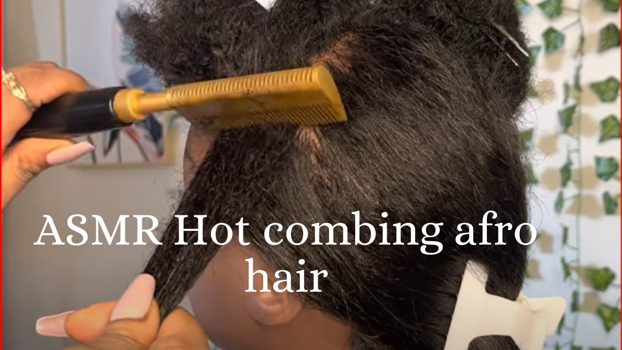 ASMR•Hot comb 4 type hair •mannequin • hair tingles for sleep• curly to straight hair