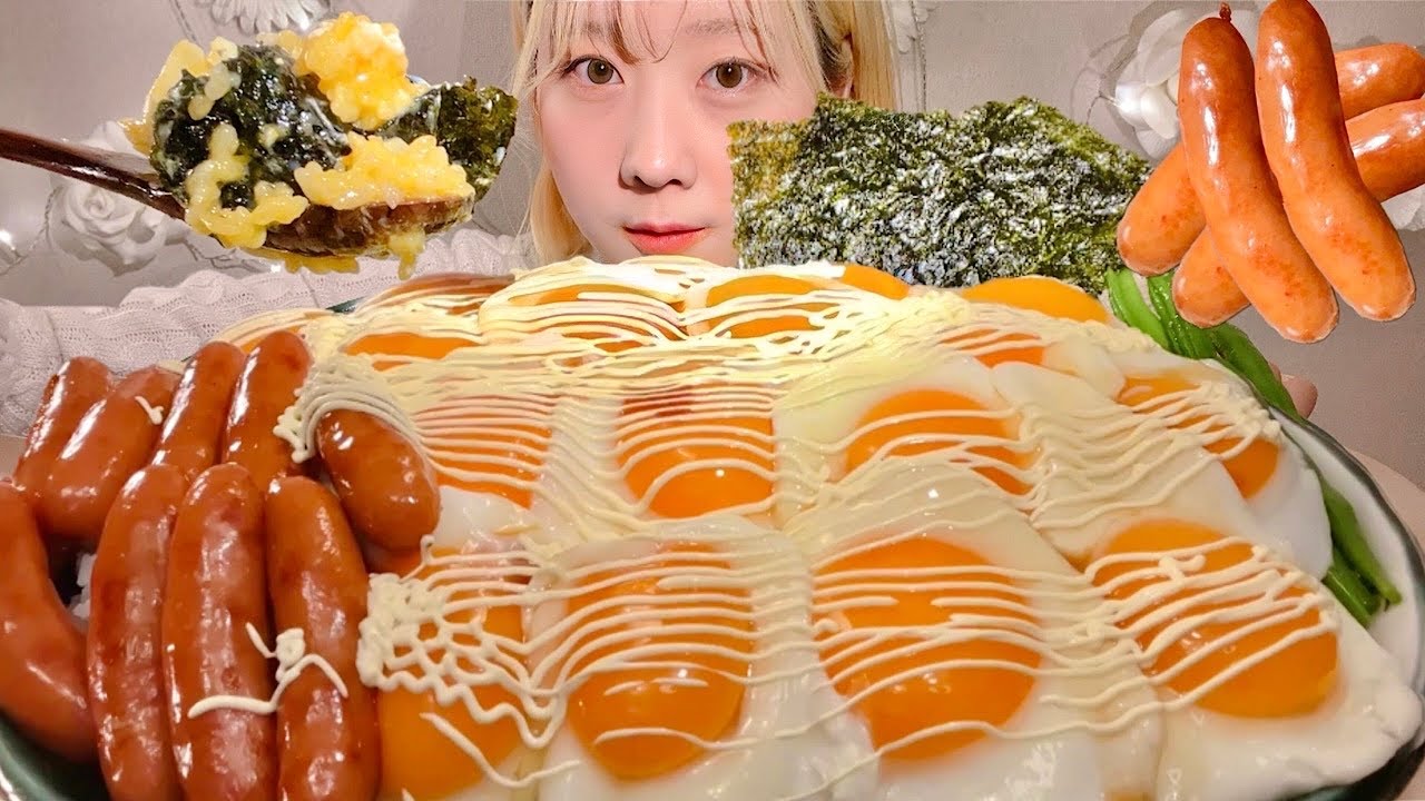 ASMR Жареное Яйцо и Рис【русские субтитры】【Mukbang/ Eating Sounds】