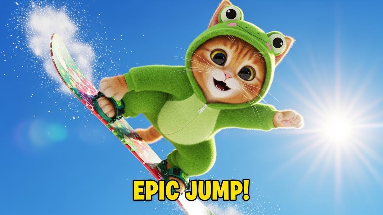 🐸 Frog Cat & Chef Cat: Christmas Donut Adventure & Snowboarding! 🍩🏂 | Cute 3D Animation