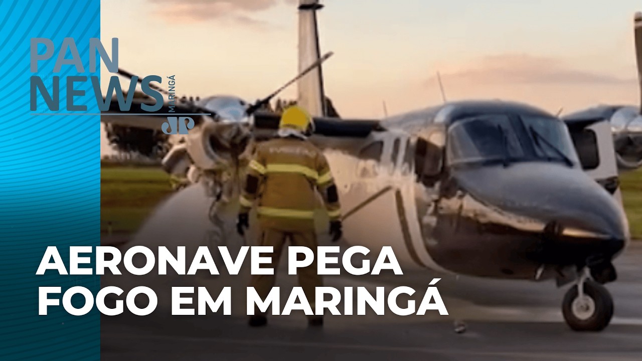 Aeronave pega fogo em Maringá