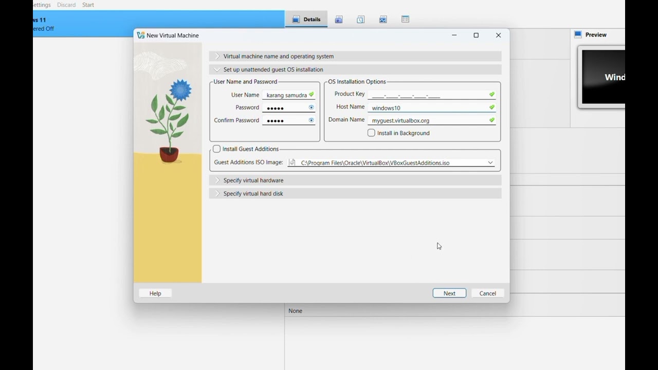 Contoh instalasi windows 10 menggunakan virtual books 