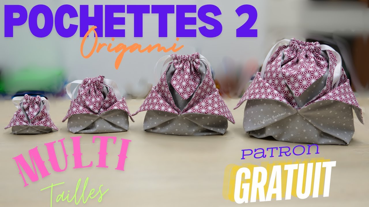 couture très facile d'un pochon origami version 2 en multi tailles cours de couture complet