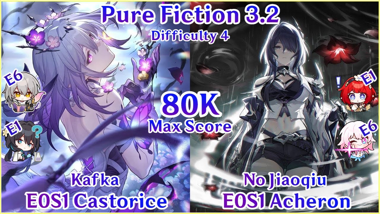 NEW Pure FIction 3.2 - E0S1 Castorice x E0S1 Acheron 80K Max Score Clear | Honkai Star Rail