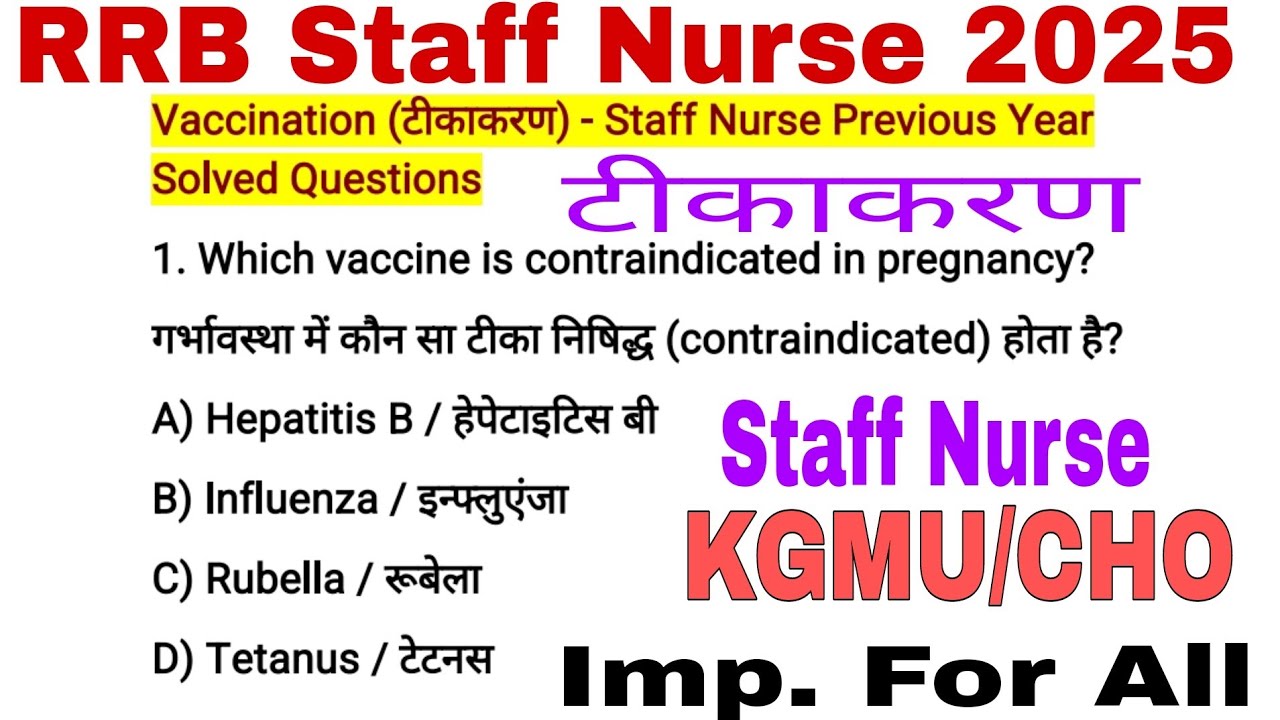 RRB Staff Nurse Previous Year solved Questions//RRB Staff Nurse MCQs//KGMU STAFF NURSE MCQs//