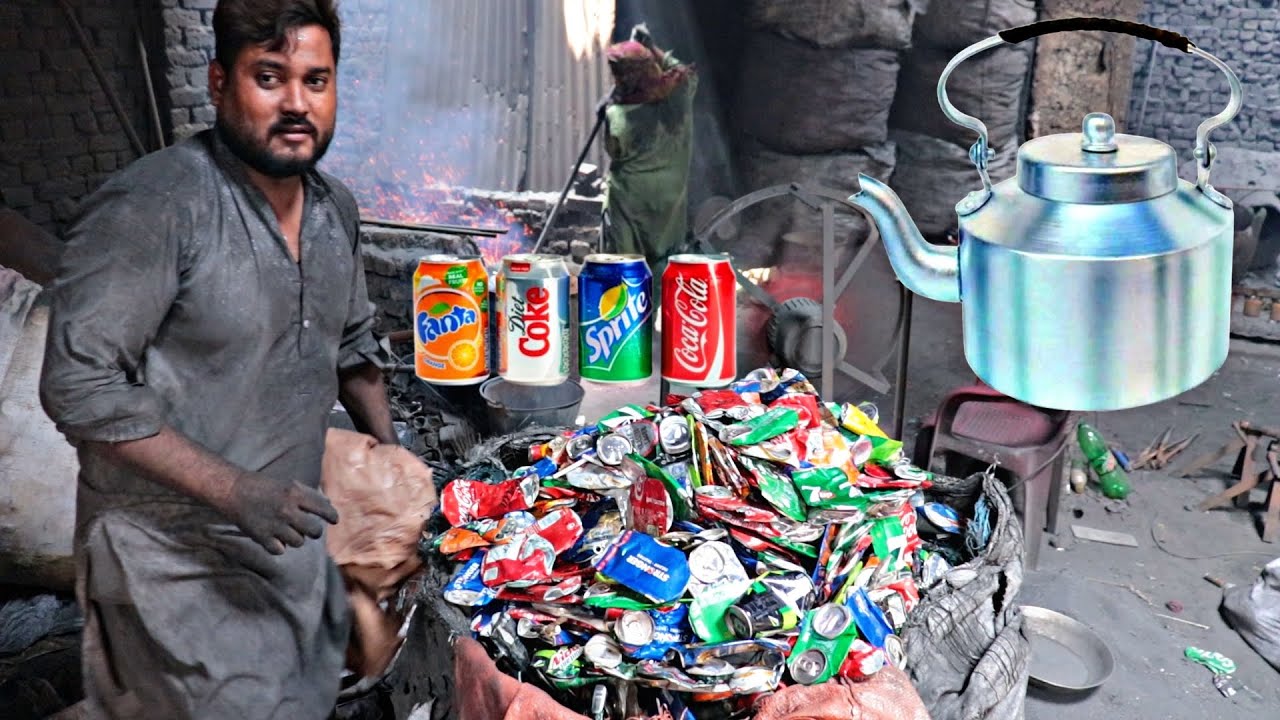 Incredible Process Of making green Tea Kettle From Soda cans Recycling