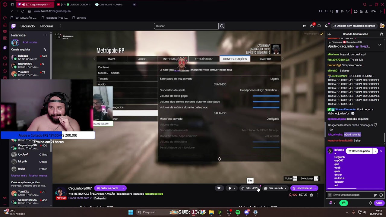 🟢LIVE DO CORONEL | LÍVIO MATEUS 🟢 [GOIÁS RP] [METROPOLE] +18