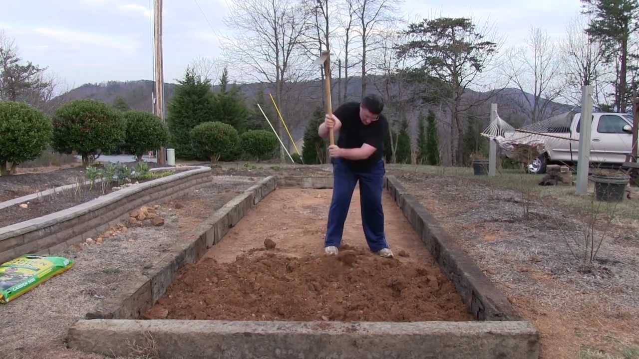 Human Tiller - Time Lapse - Railroad Tie Raised Bed Garden
