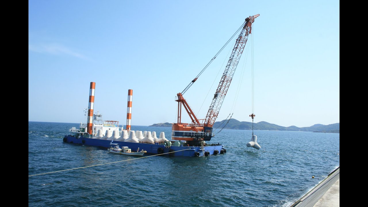 消波ブロック据付テトラポッド50t型