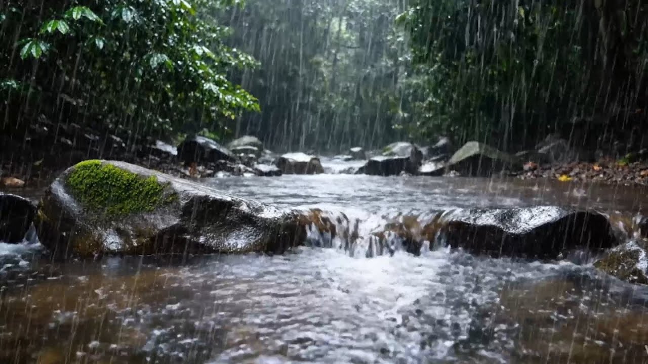 Heavy Rain in the Forest for Focus | Stress Relief, Studying, and Sleep