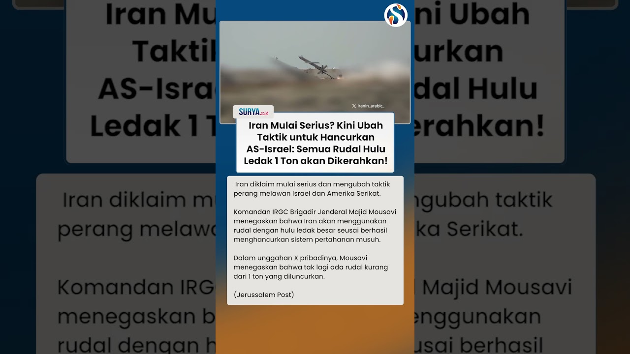 IRGC MULAI SERIUS Ubah Taktik di Perang Vs AS-Israel, Rudal Hulu Ledak 1 Ton akan Dikerahkan!