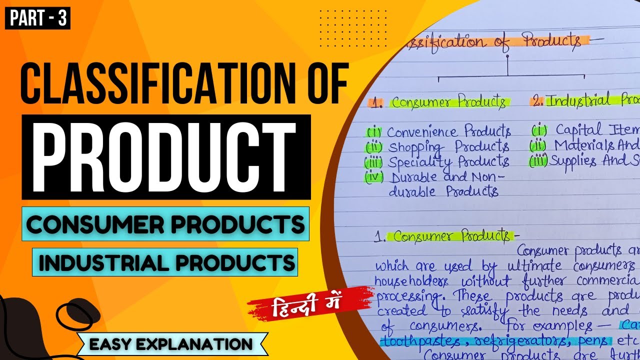 Classification of Products | Consumer Products | Industrial Products  | In Hindi