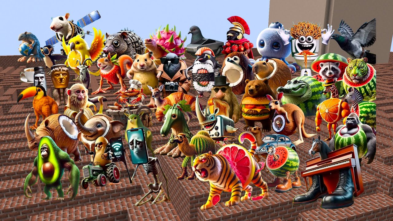 Too Much UPDATE Cursed Italian Brainrot Nextbots Animals in MAZE Minecraft PE