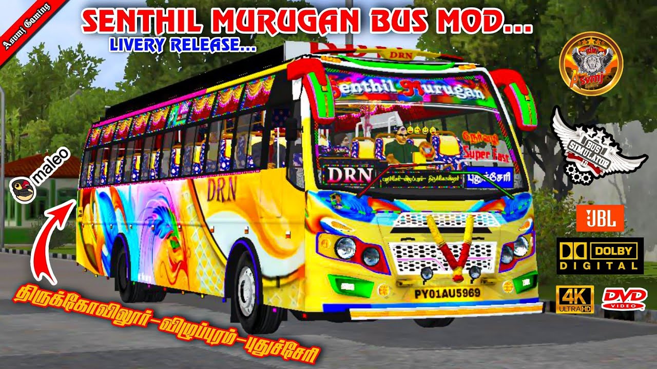 SENTHIL MURUGAN & DRN BUS MOD LIVERY RELEASE 😍 திருக்கோவிலூர்🔁புதுச்சேரி  @asvmjgaming