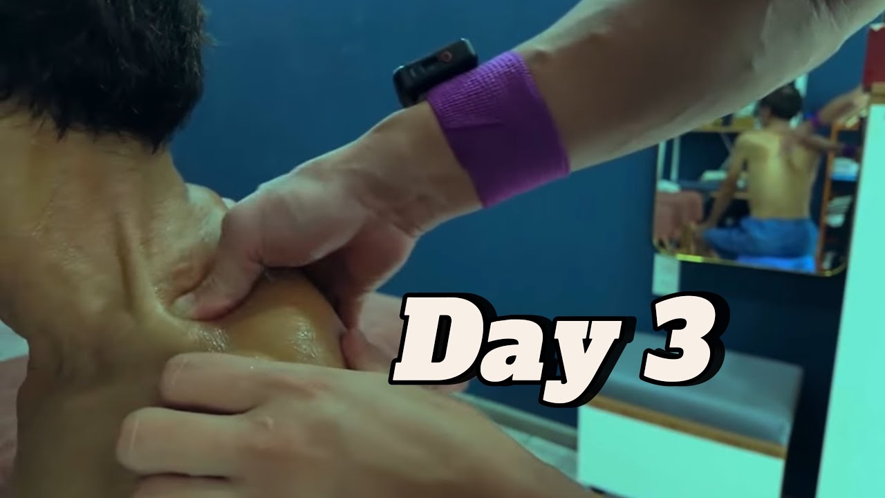 Deep Tissue Back Therapy ASMR | No Talking. DAY 3 TREATMENT LIMITTED MOBILITY IN RIGHT ARM.