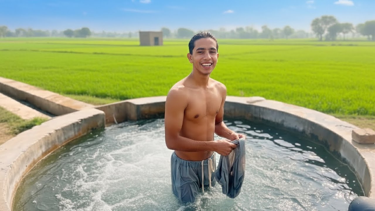 Village Tube Well Swimming Fun | Boys Enjoying Water Pool 🏊‍♂️ 
