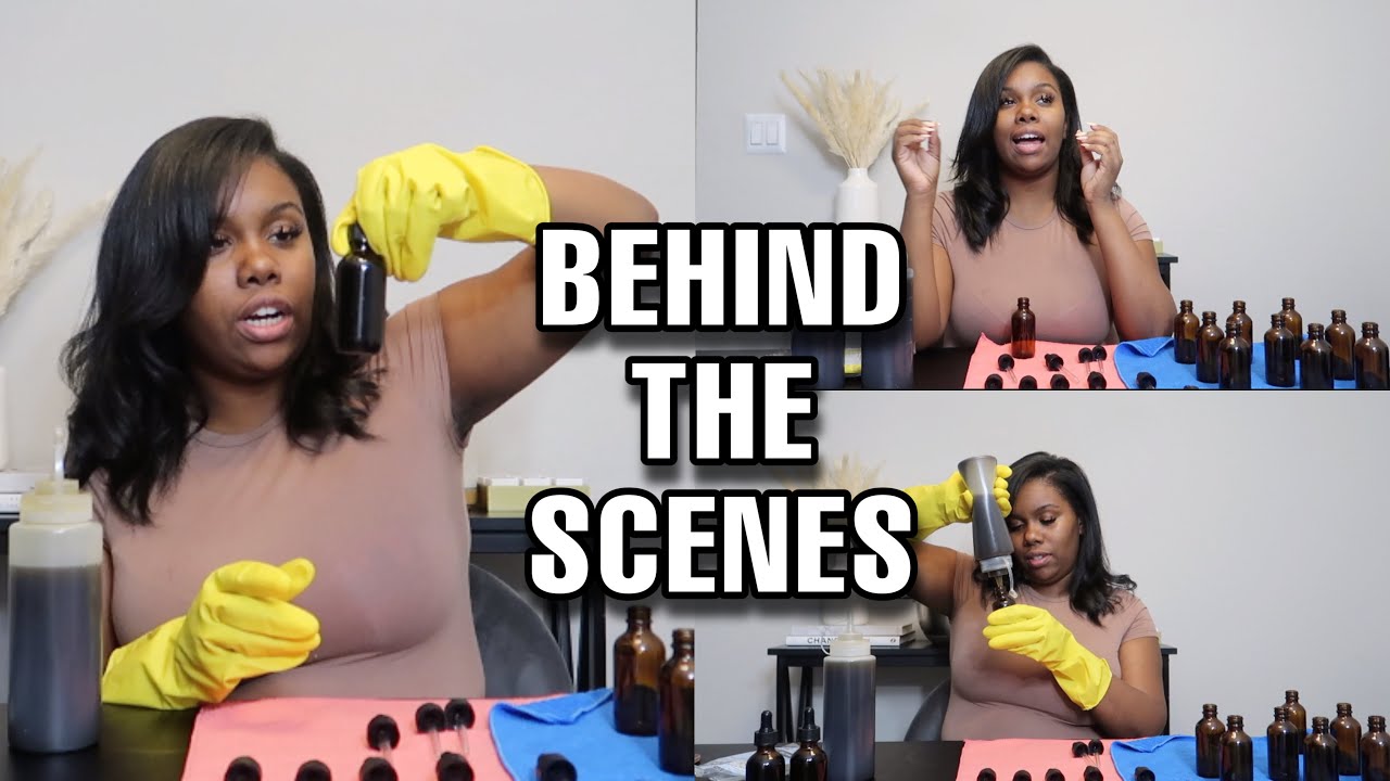 BTS: STARTING MY HAIR CARE BUSINESS!!! FILLING OUR HAIR GROWTH OIL, TELLING ABOUT THE BUSINESS ETC!!