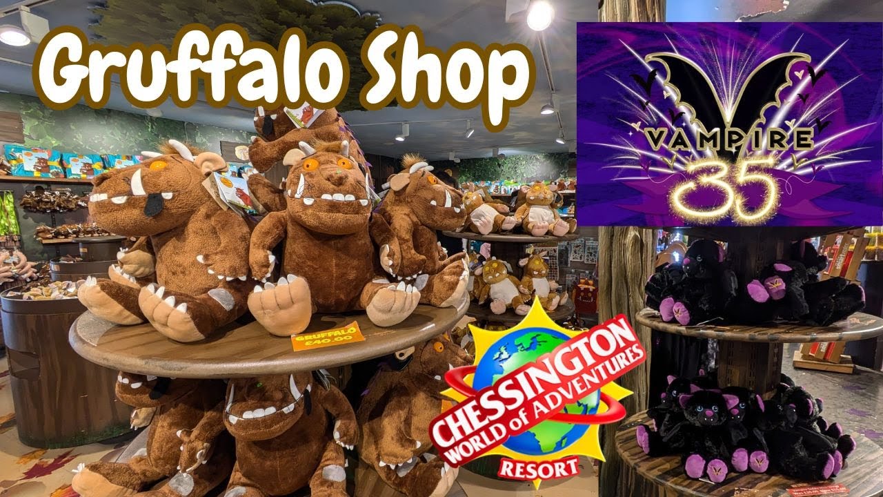 The Gruffalo Gift Shop with Vampire 35th Anniversary Merchandise April 2025 at Chessington