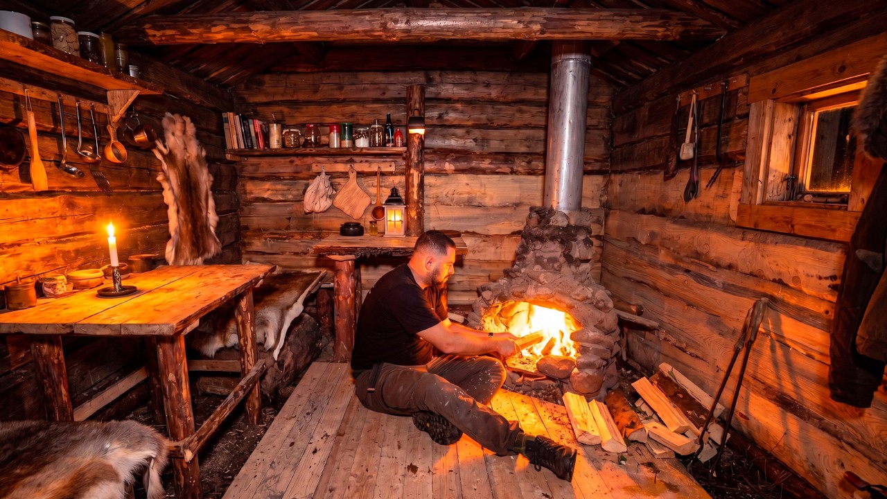 Building a Cozy Life in My Log Cabin  | Fireplace, Garden and Simple Life ASMR