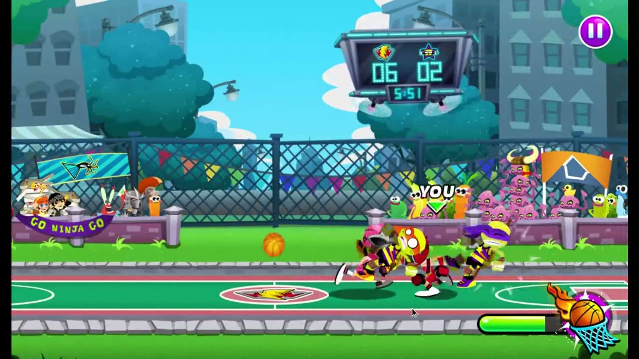 Nick: Basketball Stars 2 Red Ranger & Pink Ranger vs Mikey & Donnie