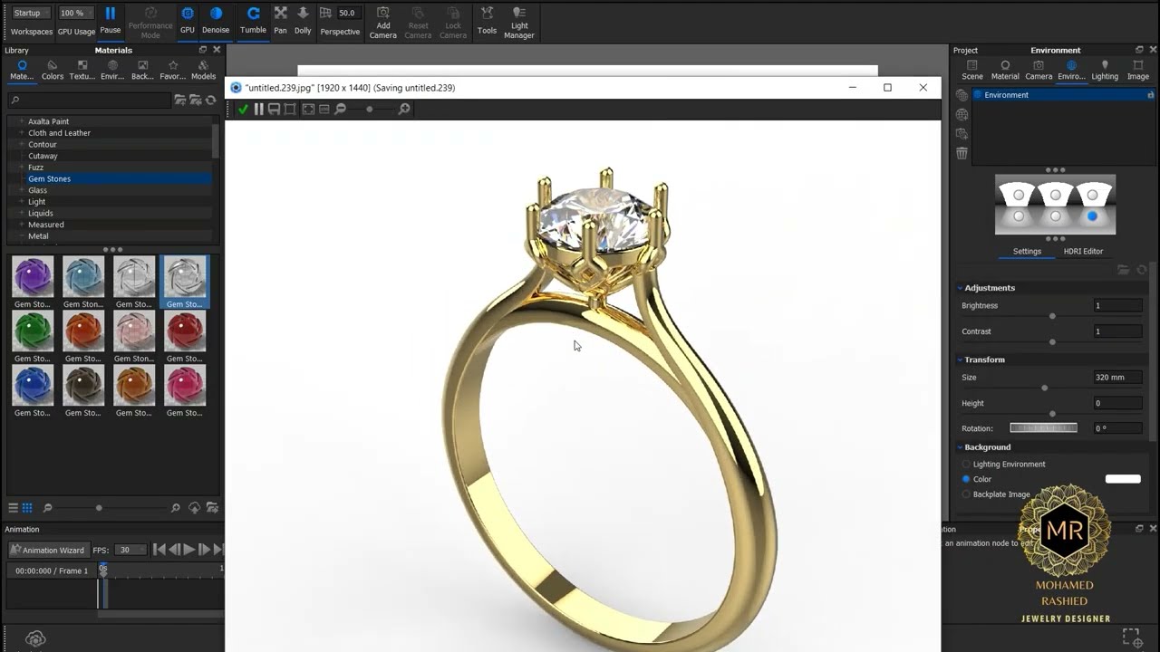 Professional Solitaire Ring Render in KeyShot     رندر خاتم سوليتير احترافي بـ KeyShot