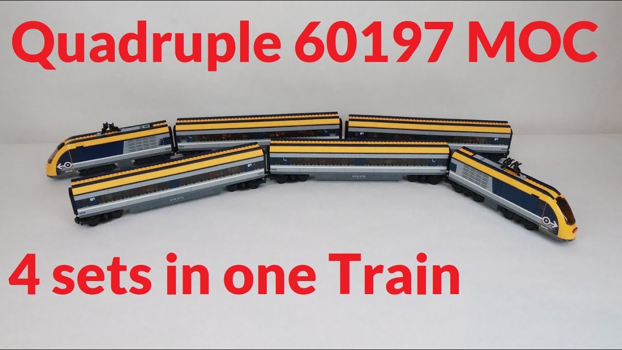 Quadruple 60197 -  Lego MOC Train (4x 60197) with speedbuild and testdrive