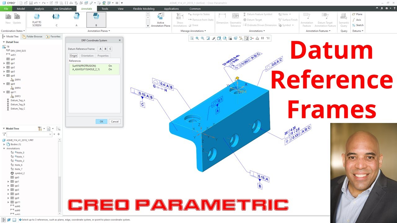 Creo Parametric - Model Based Definition (MBD) | Datum Reference Frames (DRF)