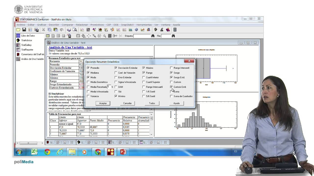 Estadistica descriptiva con Statgraphics |  | UPV