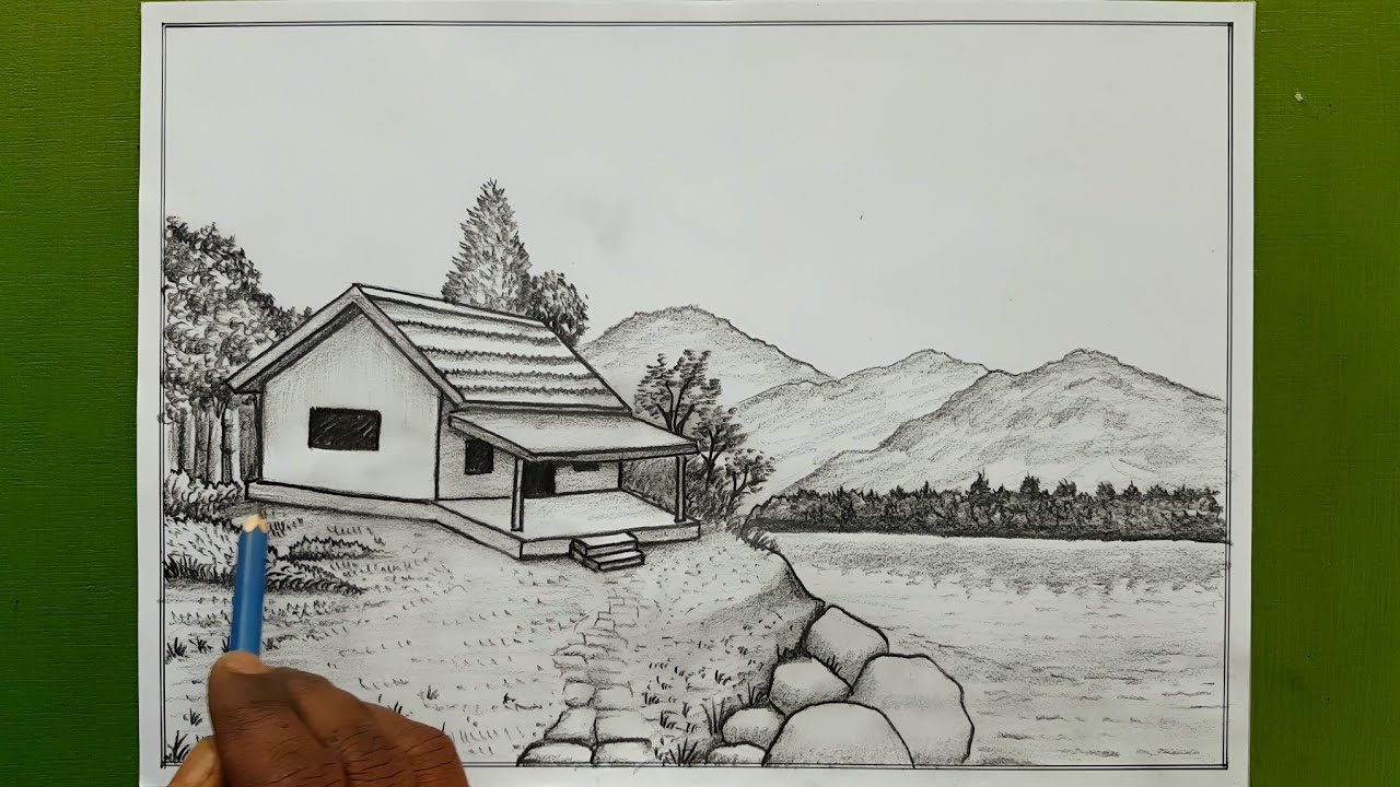 দৃশ্য আঁকার সহজ কৌশল || Scenery drawing tutorial