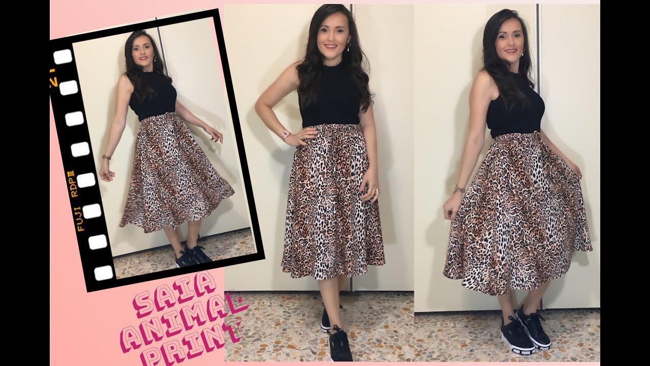DIY:CORTE E COSTURA SAIA EVASÊ ANIMAL PRINT (TENDÊNCIA)