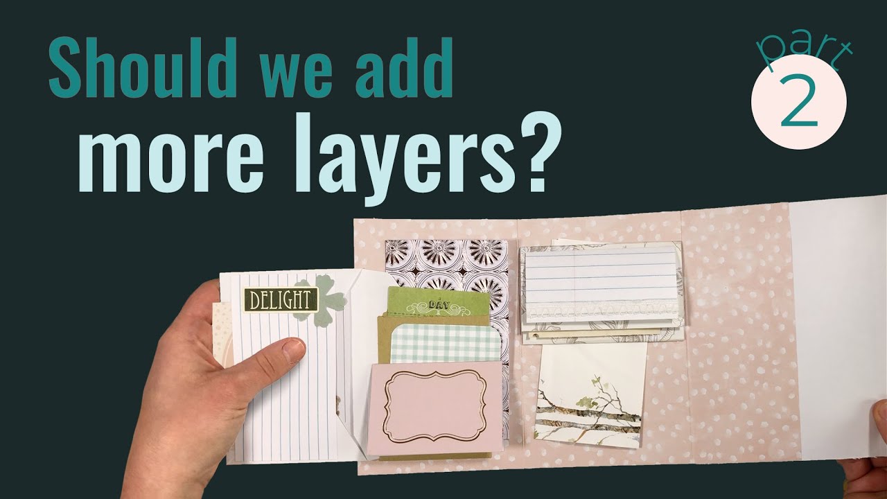 Make a 5 panel fold out page with a flip out envelope and layers of pockets! Part 2