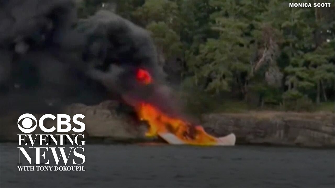 Video shows plane slamming into rocky island off Washington state, all 11 on board survive