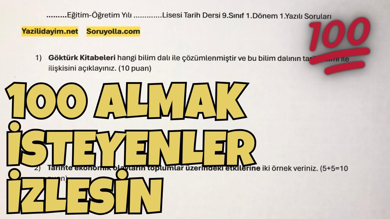 9.Sınıf Tarih 1.Dönem 1.Yazılı