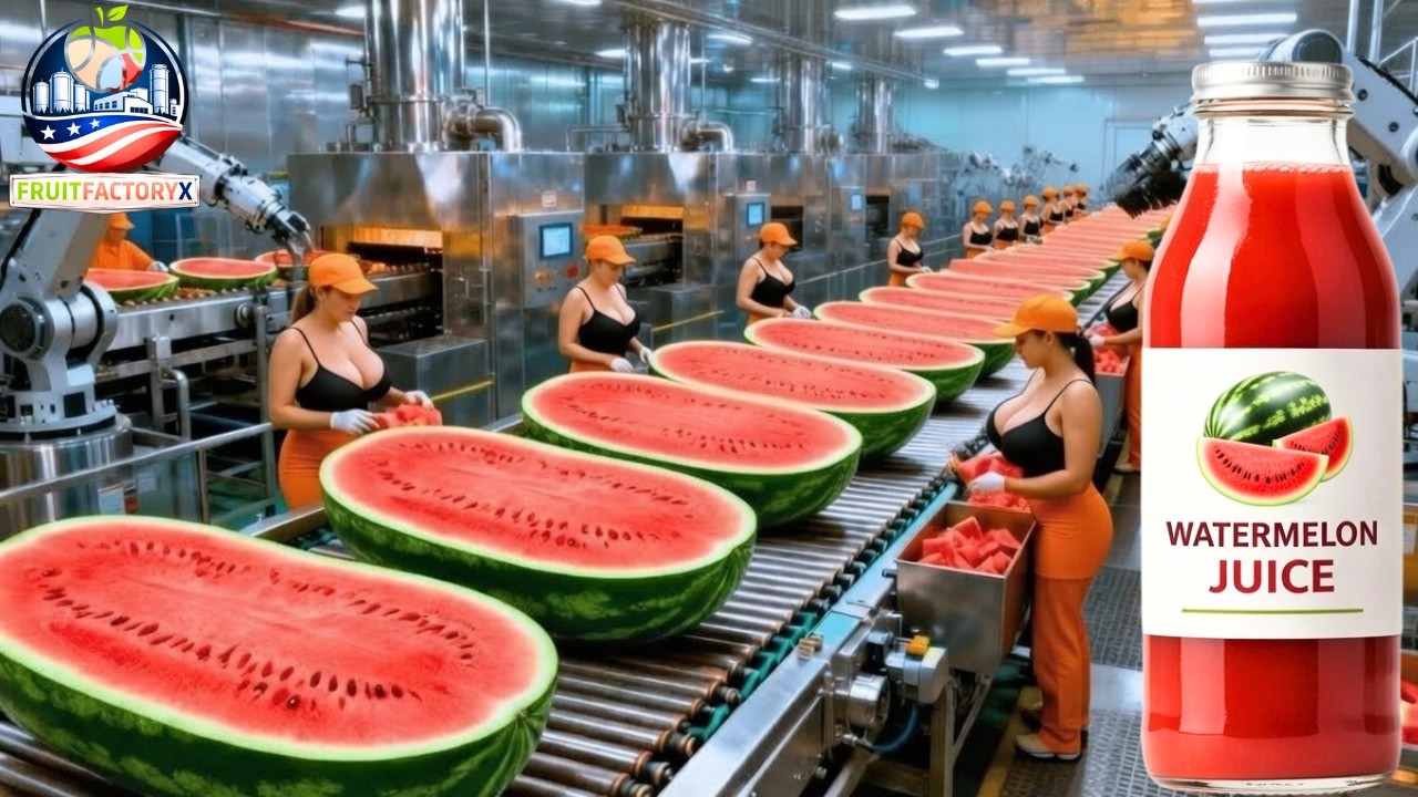 Inside a Modern Watermelon Factory: From Farm to Watermelon Juice | Full Process
