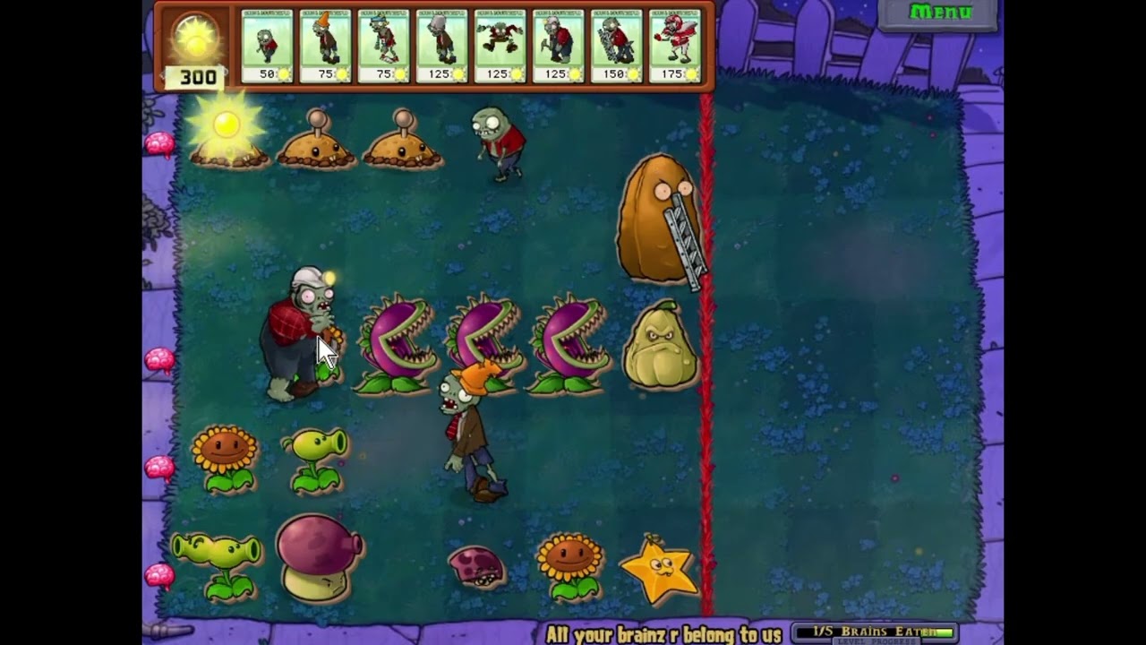 plants vs zombies puzzle All your brainz r belong to us gameplay