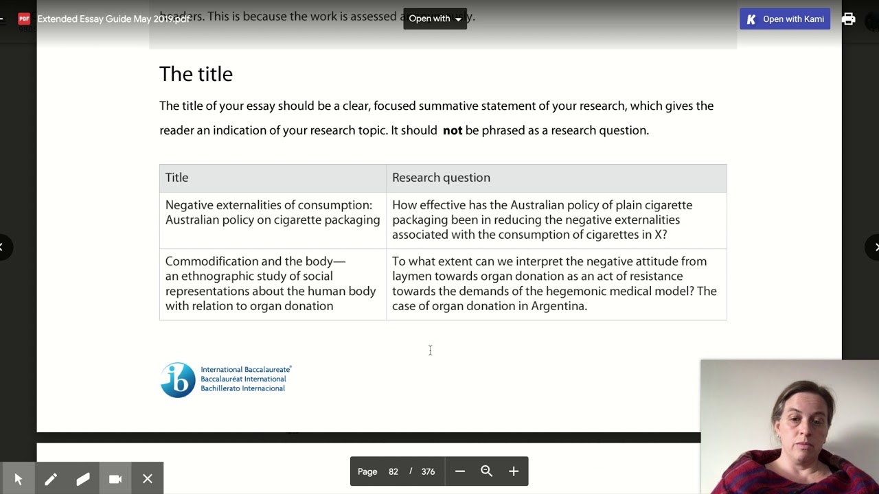 Extended Essay: Basic Structure and Format