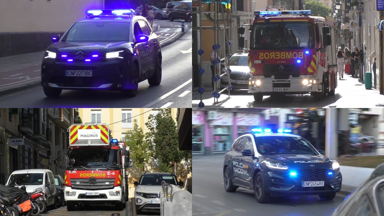 Incident in city centre Malaga! Police and Fire department responding Code 3  - Bomberos Malaga