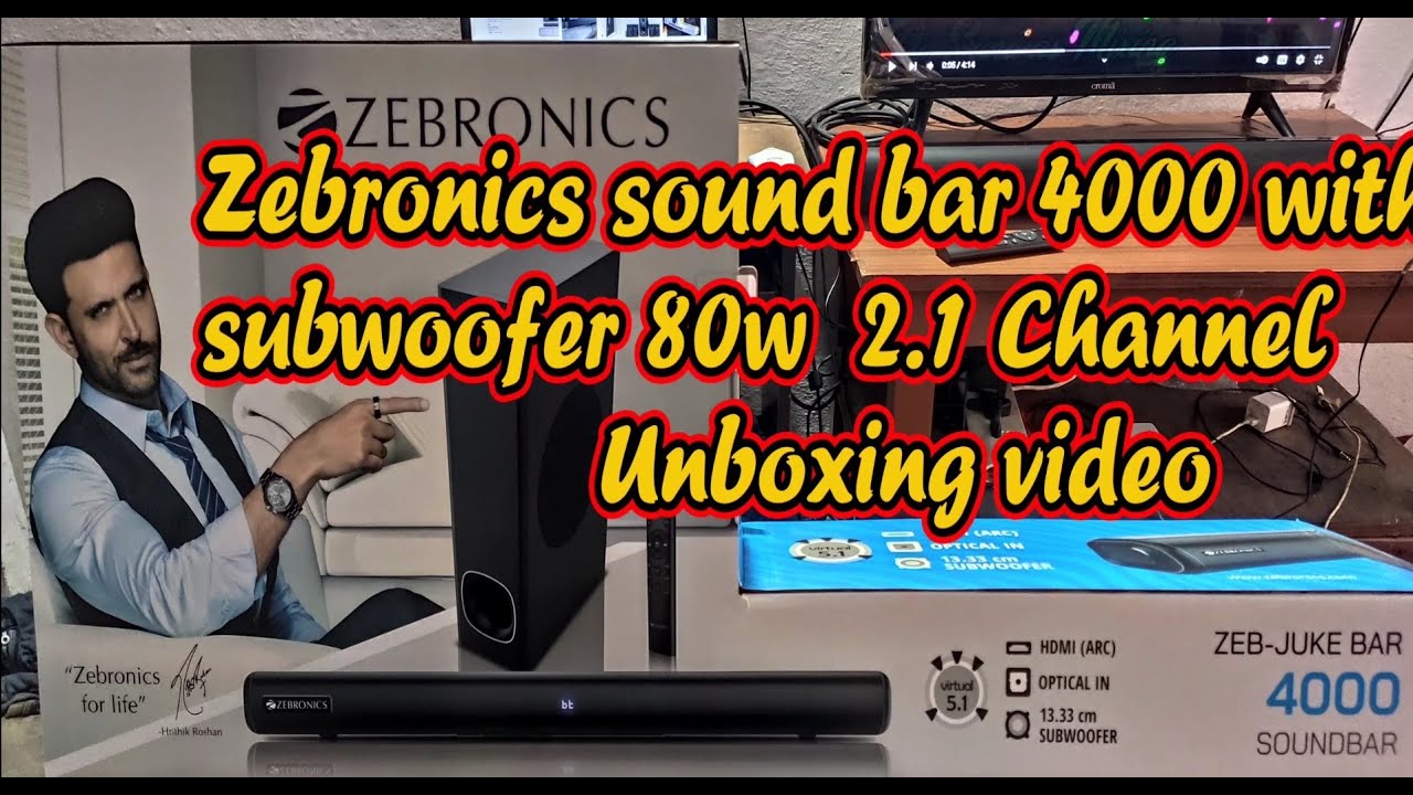 #ZEBRONICS Juke bar 4000 80 W Bluetooth Soundbar  (Black, 2.1 Channel) unboxing video