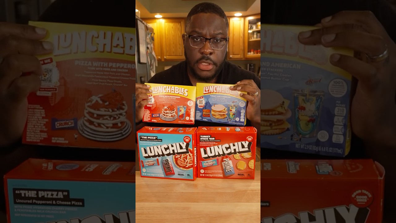 Mr Beast&rsquo;s LUNCHLY vs LUNCHABLES! THE ONLY unbiased review! #foodreview #snacks #loganpaul #shorts