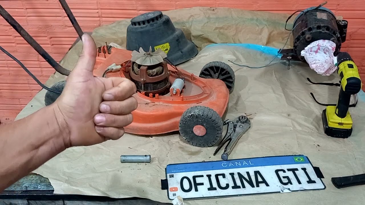 Montando  motor elétrico  no cortador  tramontina e ligando o capacitor ep02