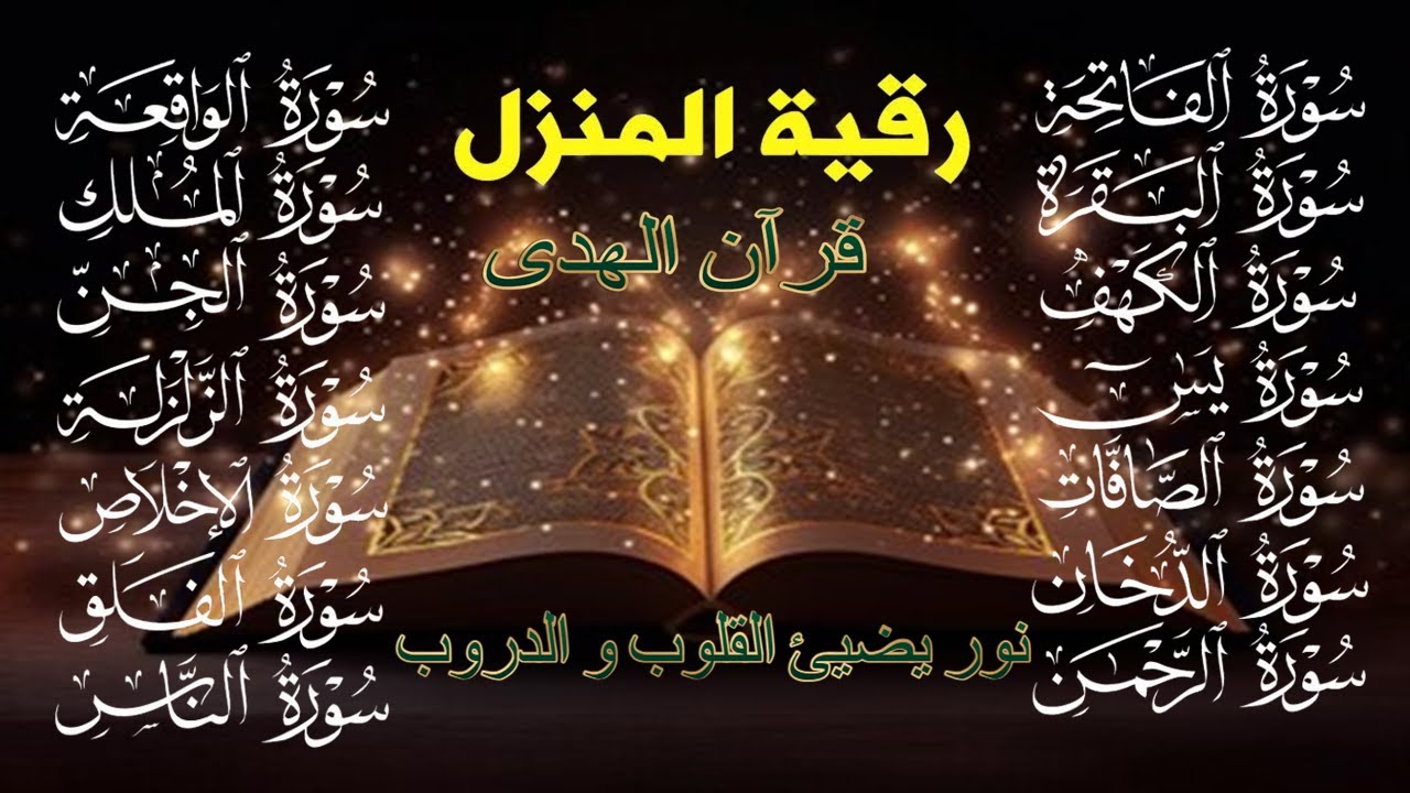 رقية شاملة سورة الفاتحة البقرة الكهف يس الرحمن الواقعةالملك فصلت الدخان الصافات الجن الزلزلةالمعوذات