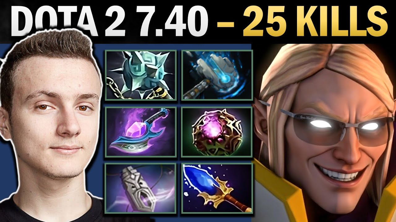 Invoker Pro Mid with 25 Kills and Meteor Hammer - Dota Gameplay